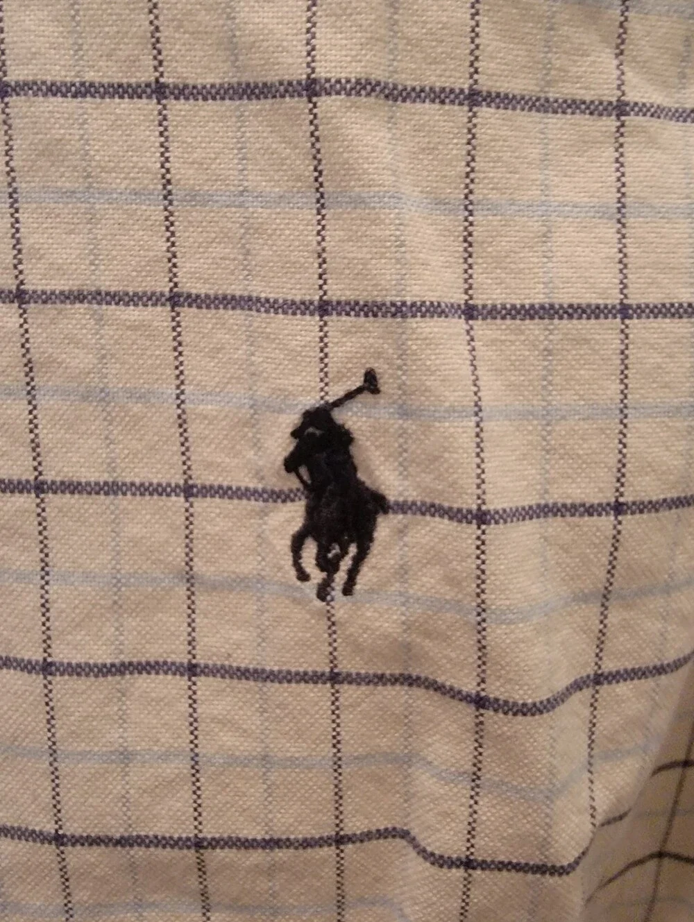 Ralph Lauren Boys Light Blue/Navy Plaid Button Up Long Sleeve Shirt - M (10-12)